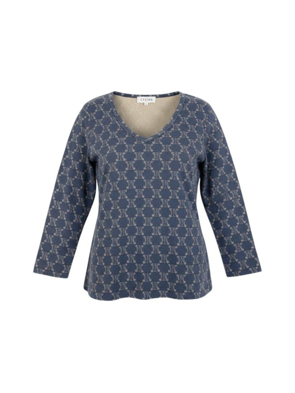 Celine Vintage Top Macadam Pattern V-neck Ivory